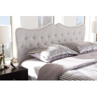 Baxton Studio BBT6694-Greyish Beige-Queen HB-H1217-14 Emma Modern and Contemporary Greyish Beige Fabric Queen Size Headboard